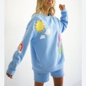 Yllow Yellow The Label Sweater Womens Long Sleeve Crewneck Sweatshirt and shorts